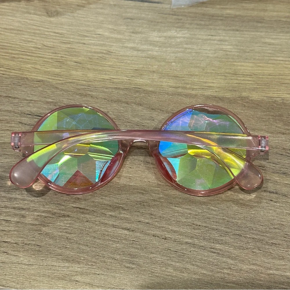 NWT Pink kaleidoscope crystal refraction glasses rave festival PLUR - Picture 3 of 6